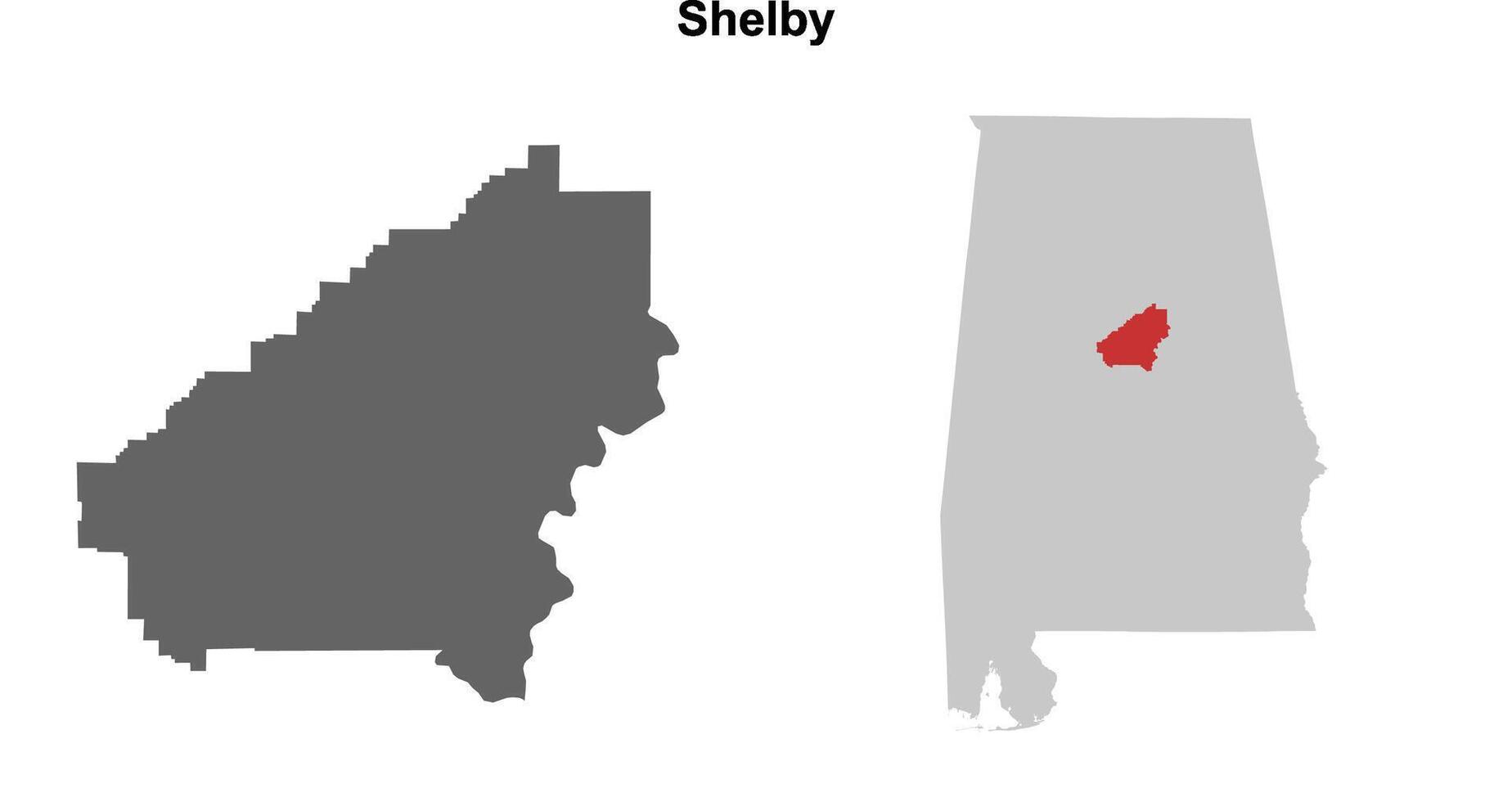 Shelby County, Alabama blank outline map set vector
