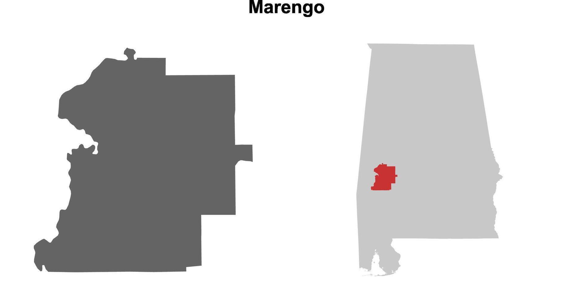 Marengo County, Alabama blank outline map set vector