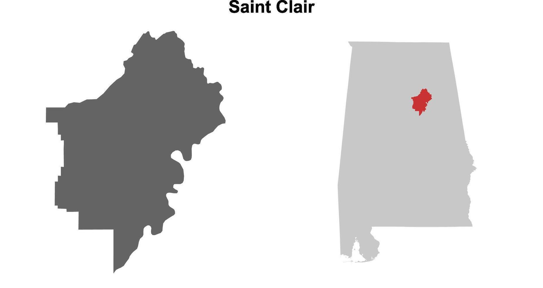 Saint Clair County, Alabama blank outline map set vector