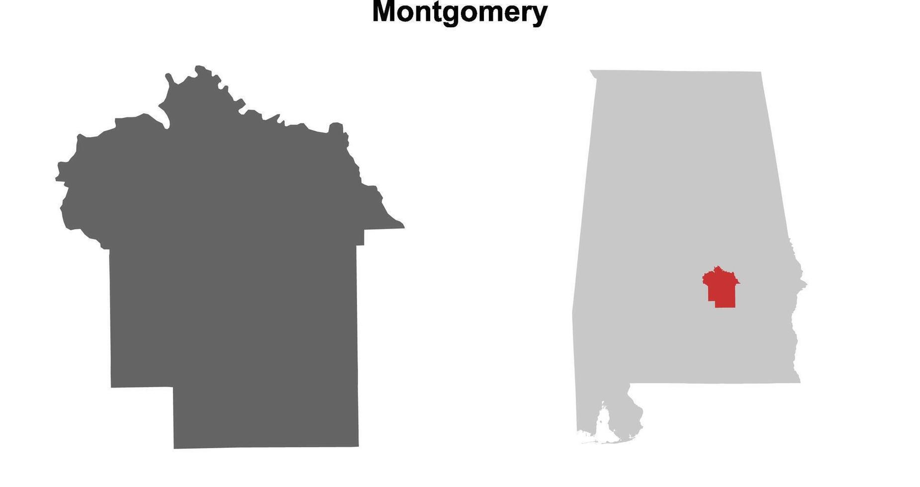 Montgomery County, Alabama blank outline map set vector