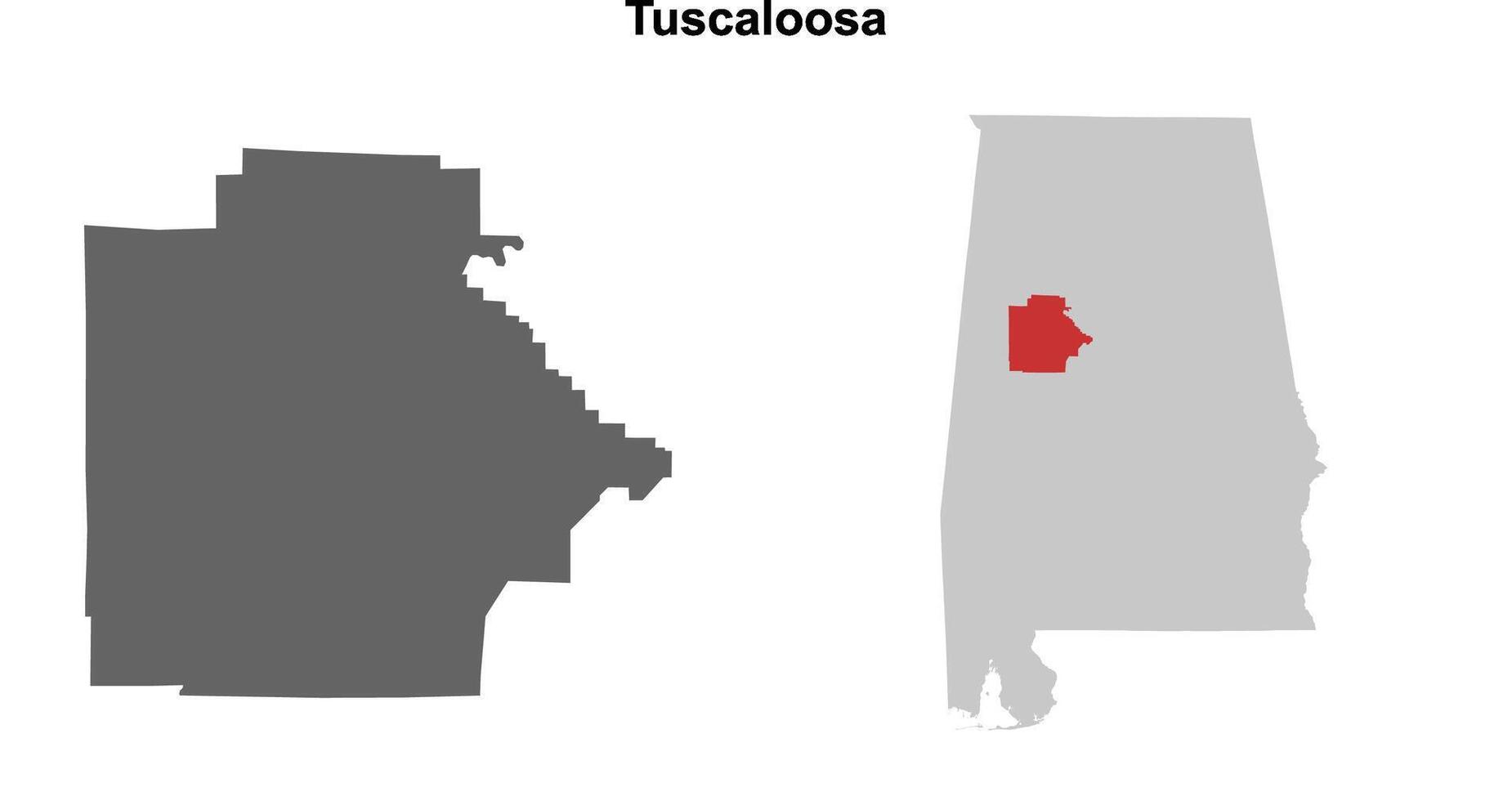 Tuscaloosa County, Alabama blank outline map set vector