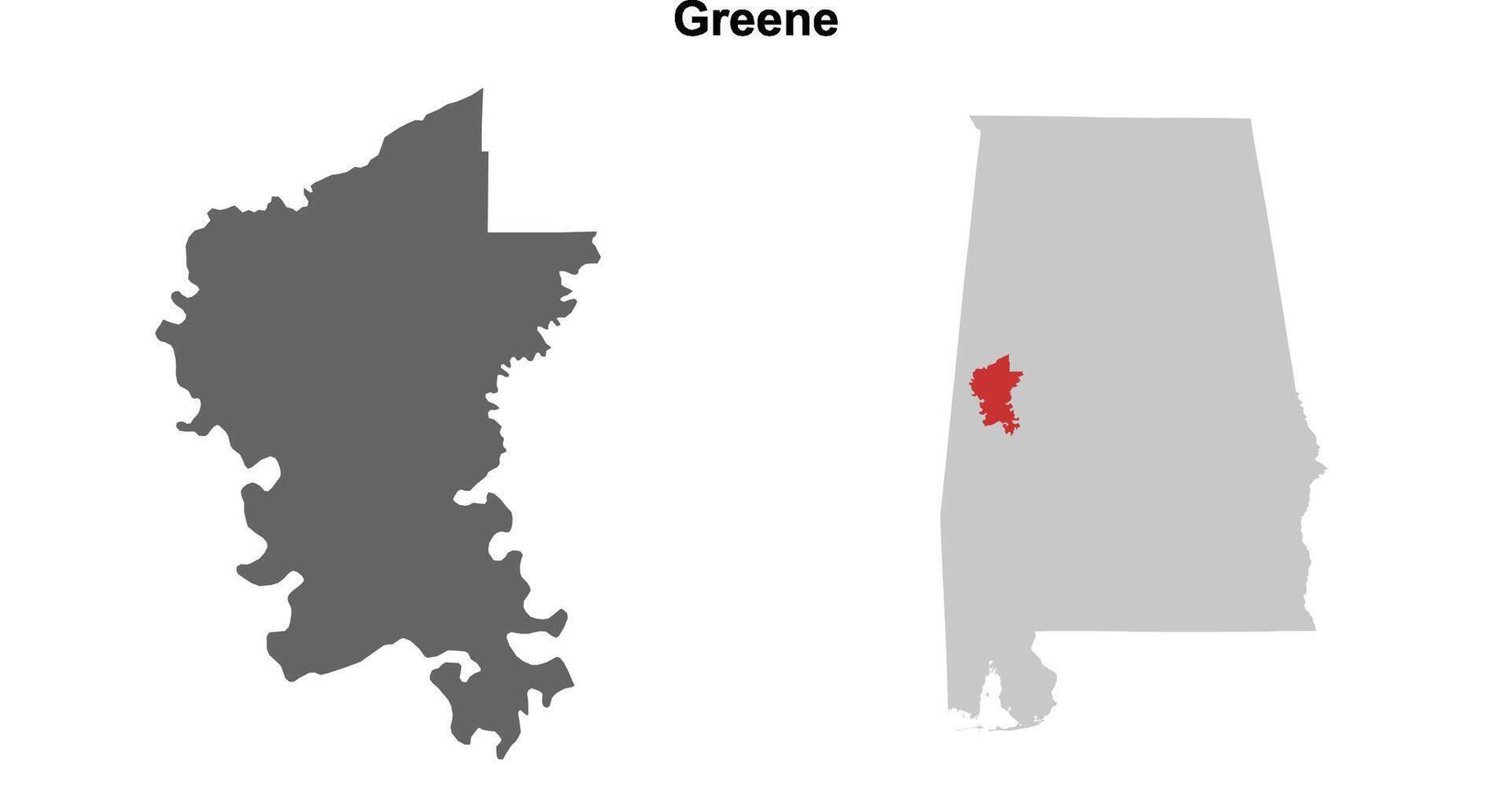 Greene County, Alabama blank outline map set vector