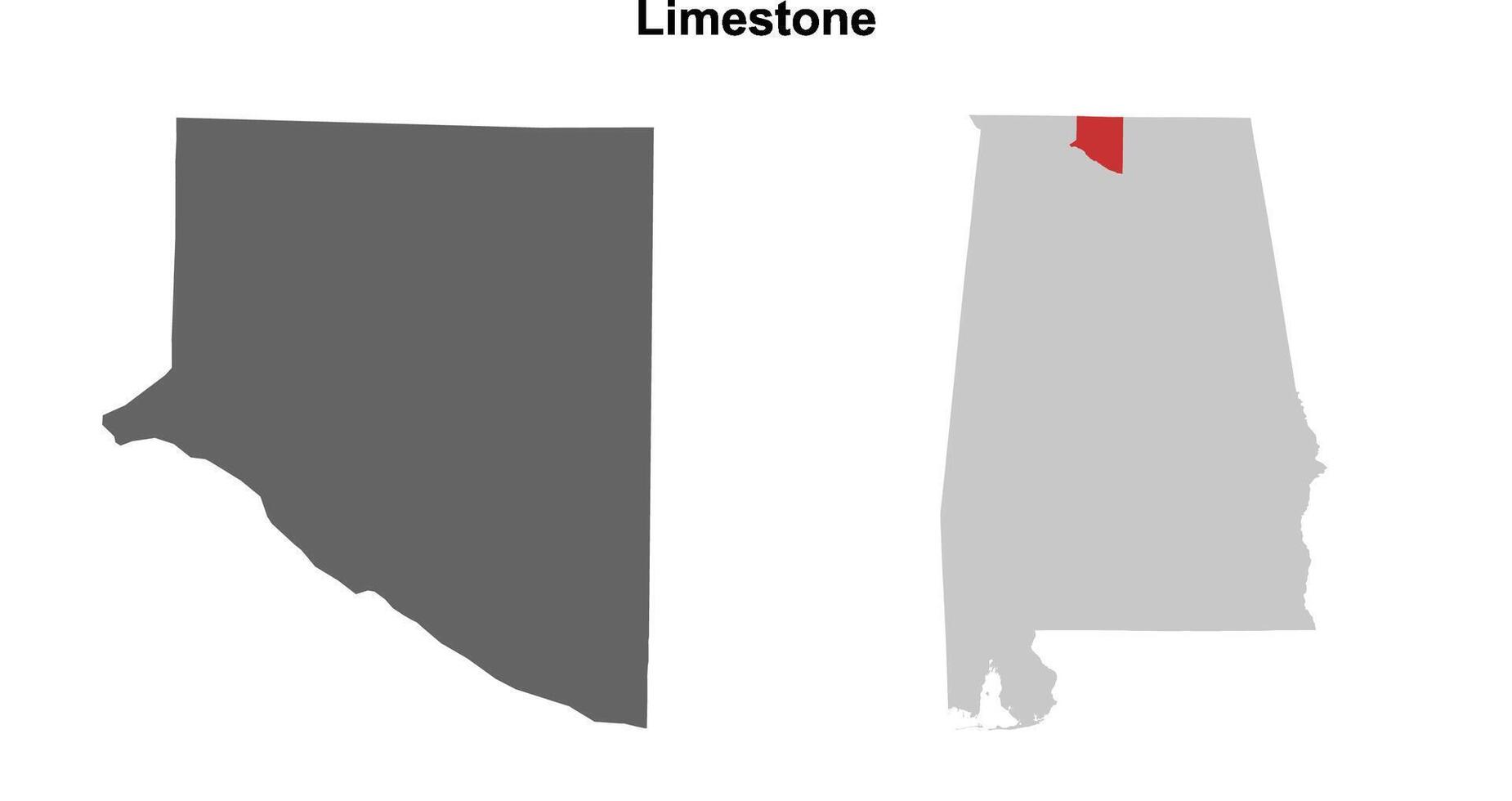 Limestone County, Alabama blank outline map set vector