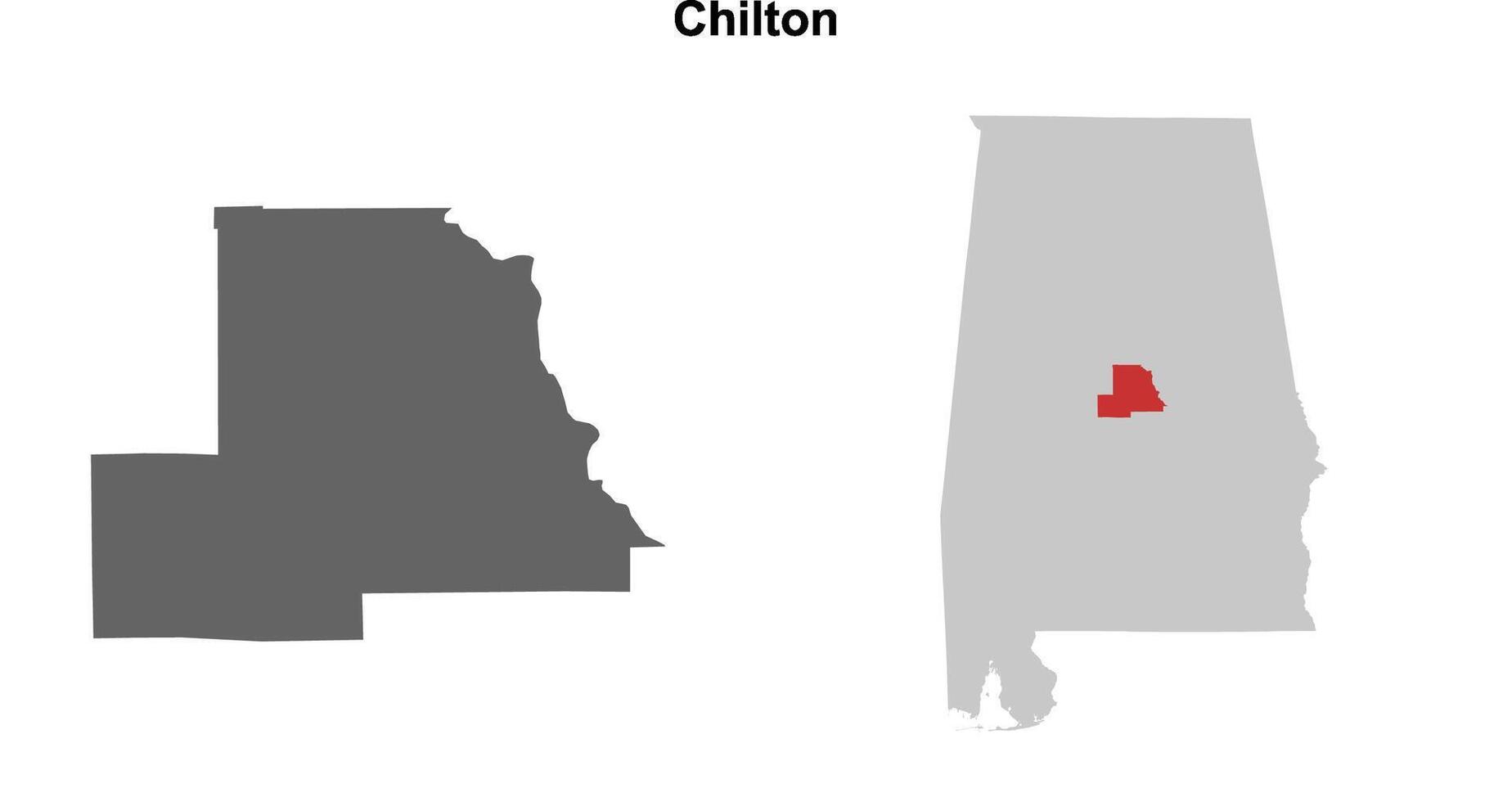 Chilton County, Alabama blank outline map set vector