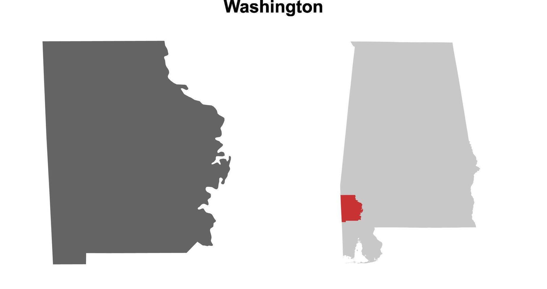 Washington County, Alabama blank outline map set vector