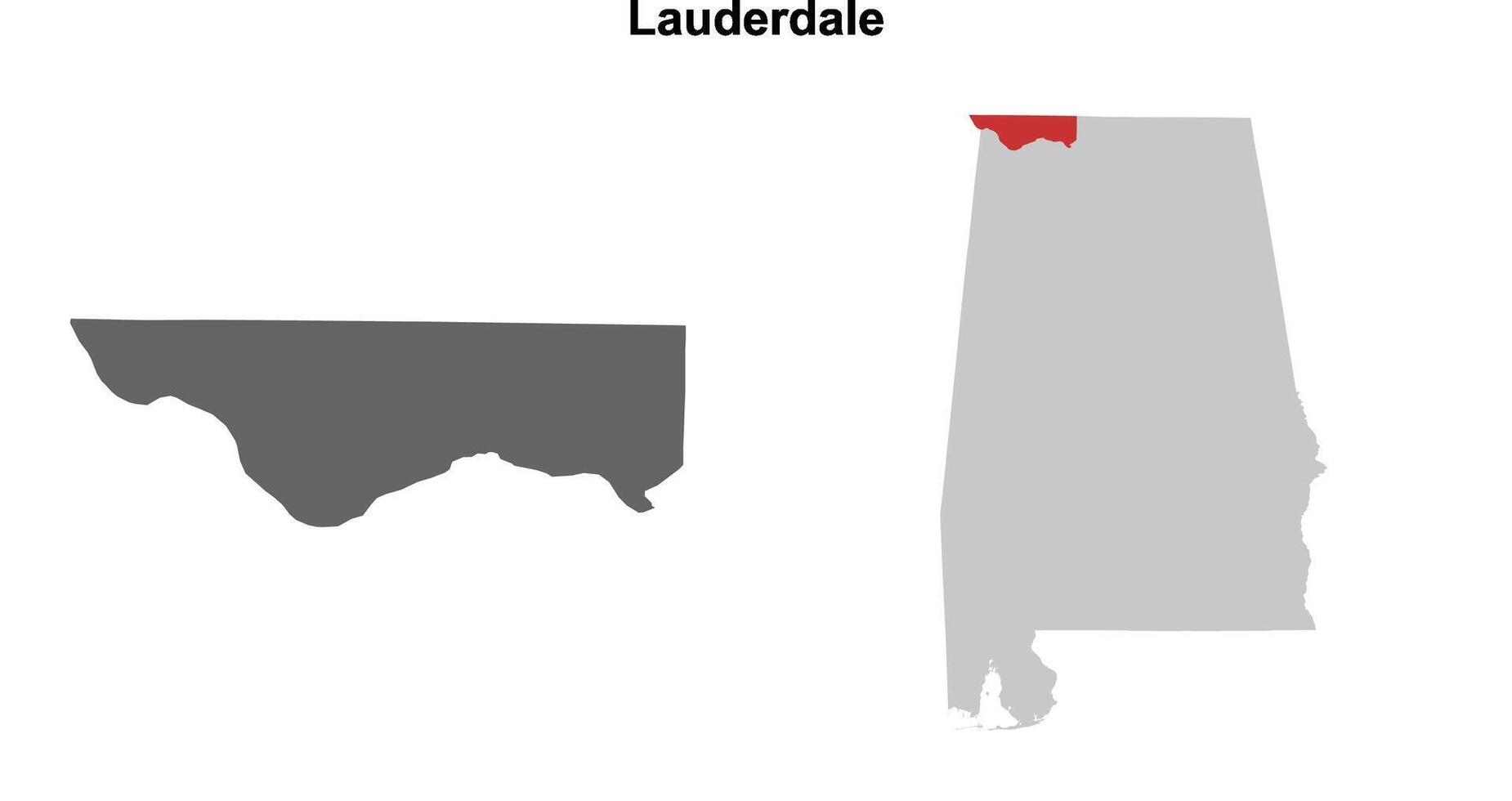Lauderdale County, Alabama blank outline map set vector