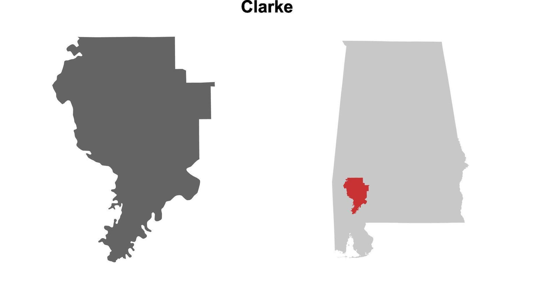 Clarke County, Alabama blank outline map set vector