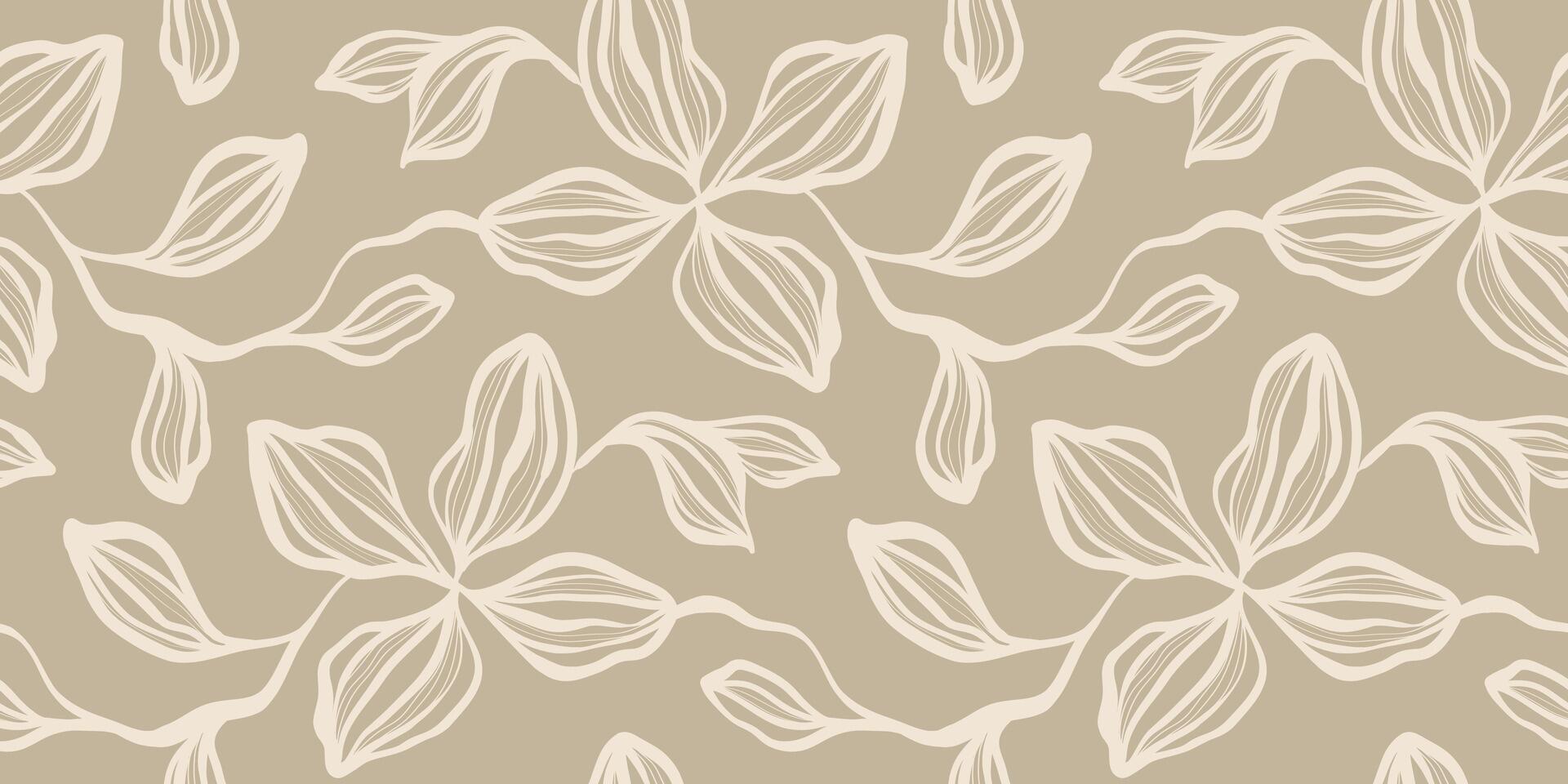 Hand drawn simple abstract floral print. Outline pattern, trendy collage lines. Fashionable template for fabric design. vector