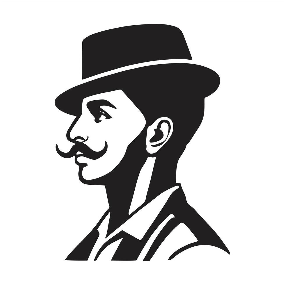 Bhagat Singh Portrait Illustration Depicting Indian Freedom Fighter in Traditional Attire vector