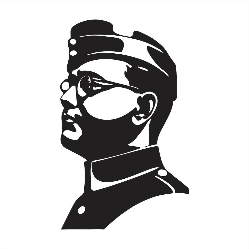 Subhas Chandra Bose Illustration Honoring Indian Freedom Fighter and Leader of Azad Hind Fauj vector