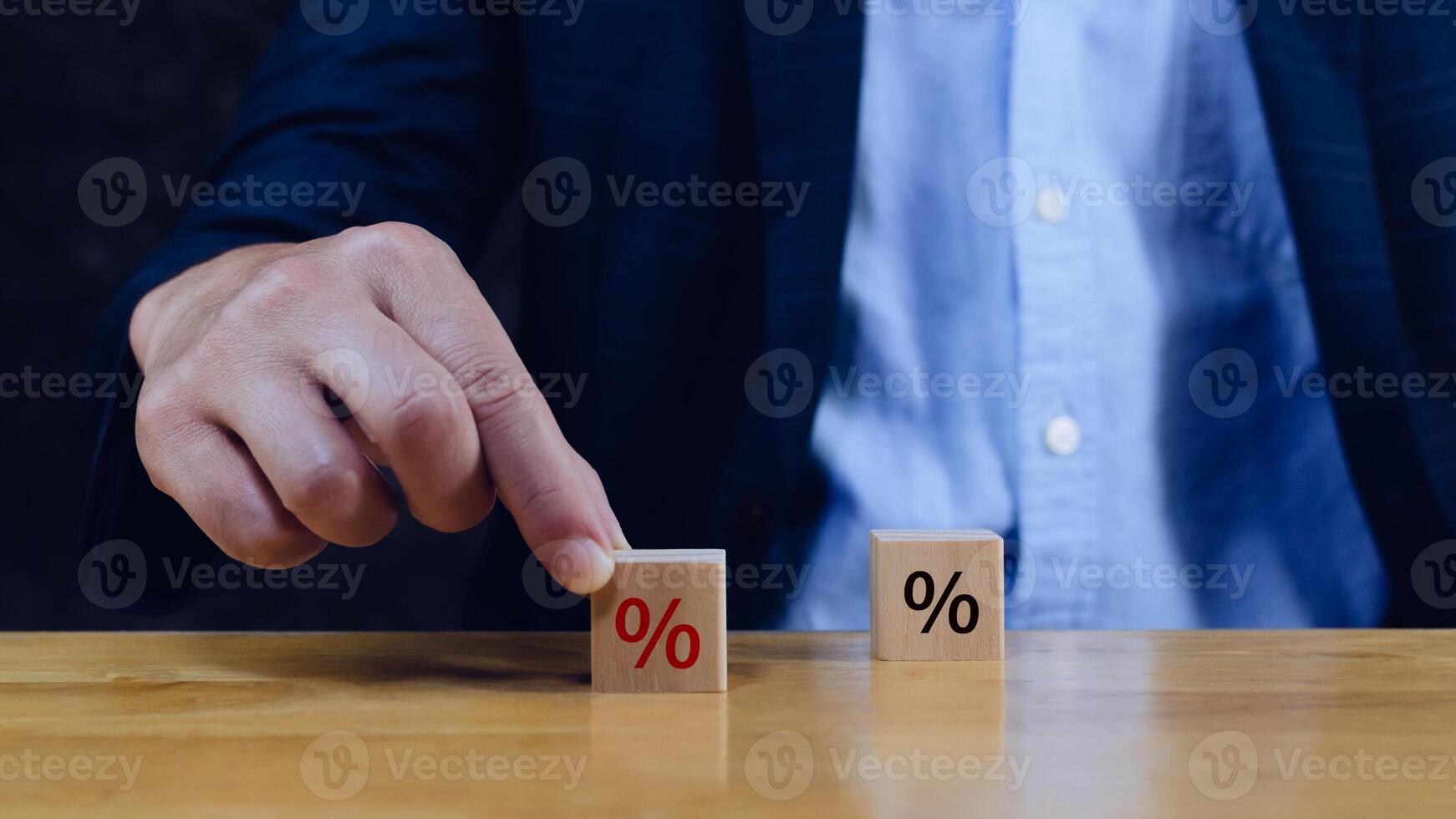 Percent sign, Financial, stocks, interest rate and GDP percent change, wooden block with percentage sign for interest rate, ranking, photo