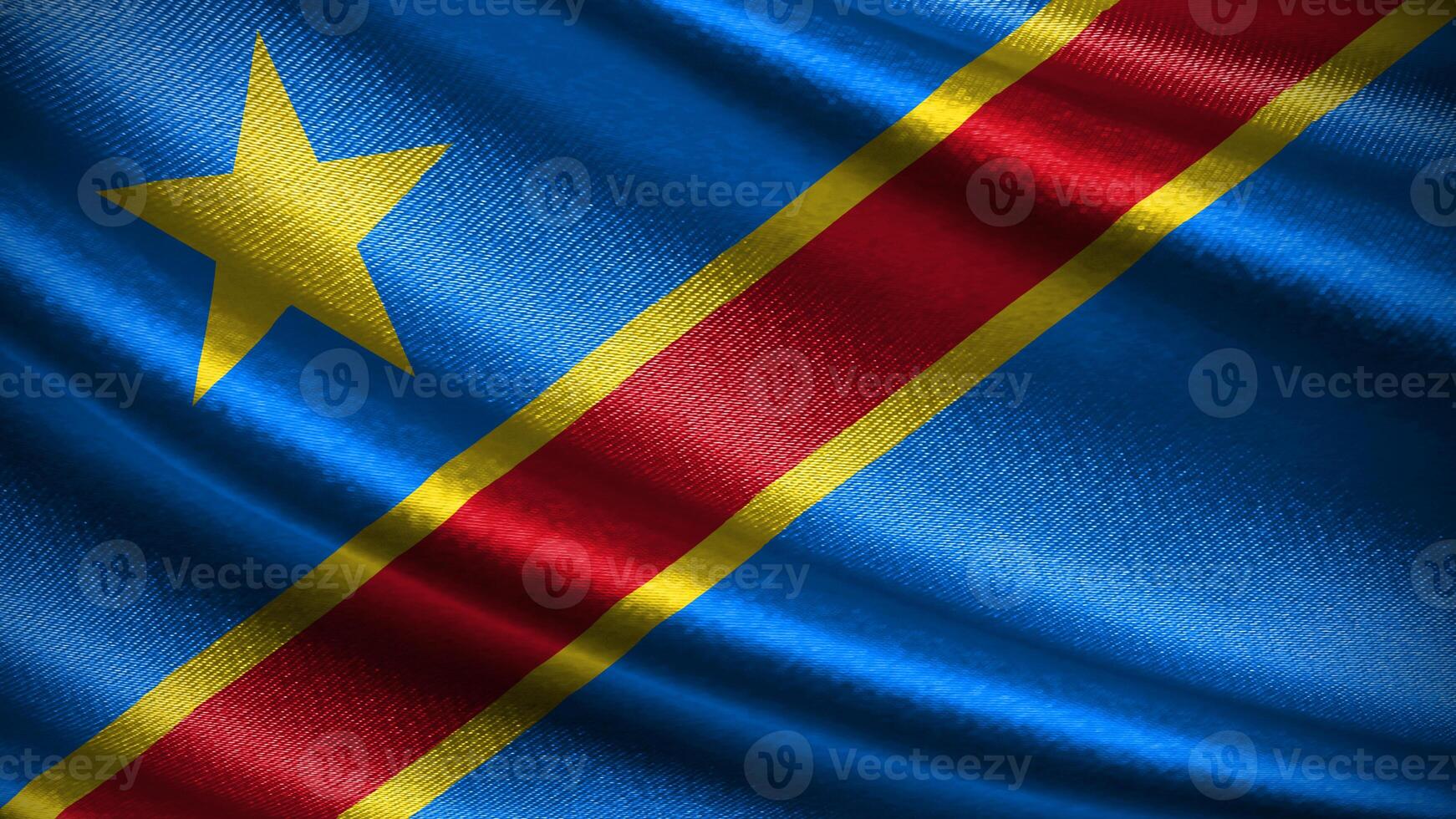 Democratic Republic of the Congo flag with realistic silky wave texture photo