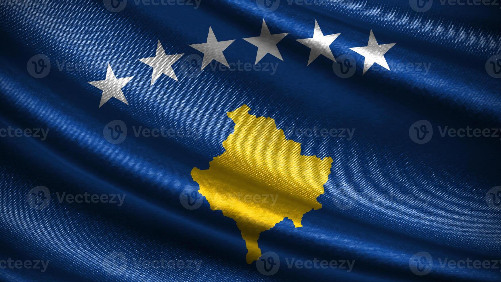 Kosovo flag with realistic silky wave texture photo