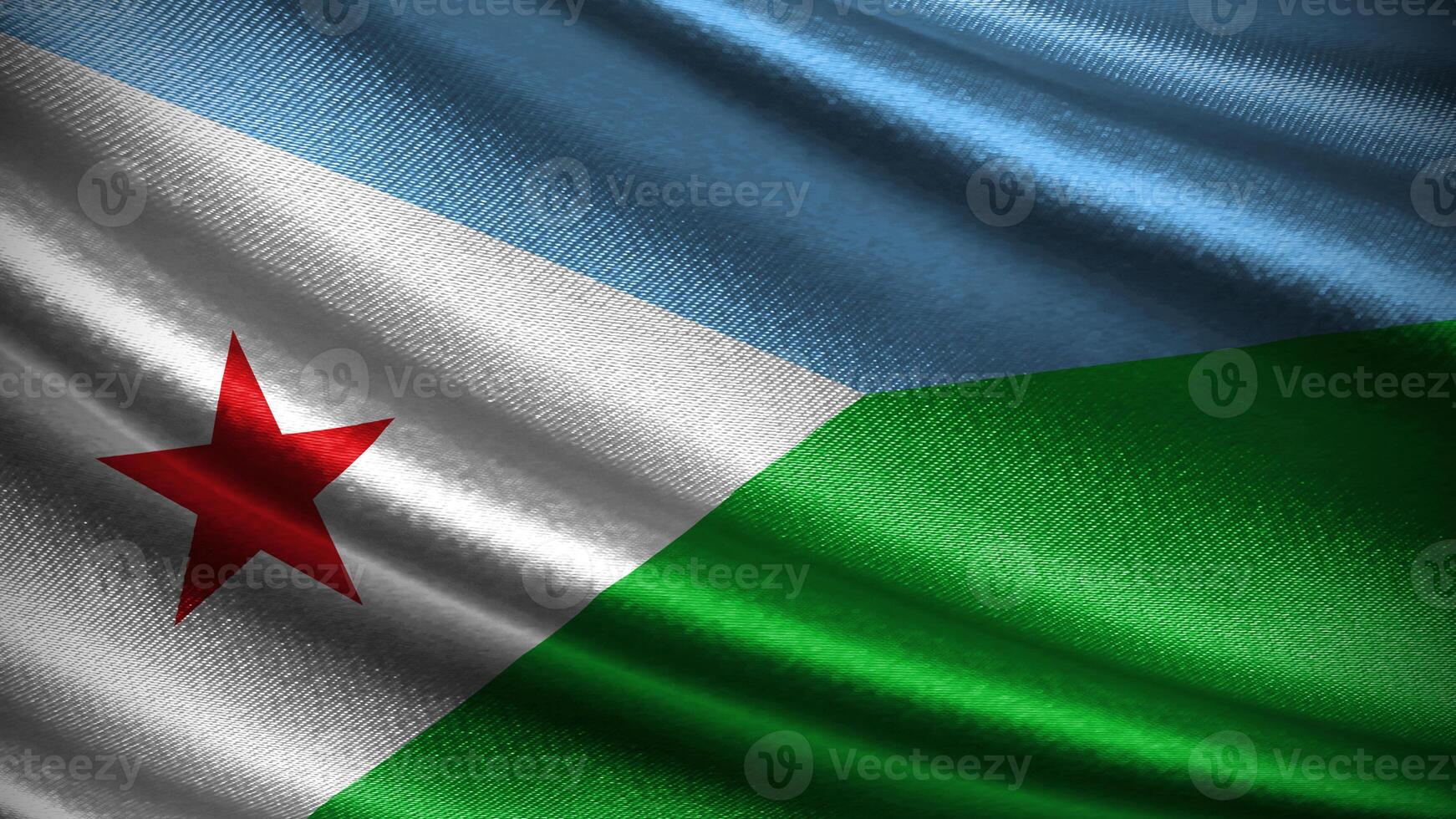 Djibouti flag with realistic silky wave texture photo
