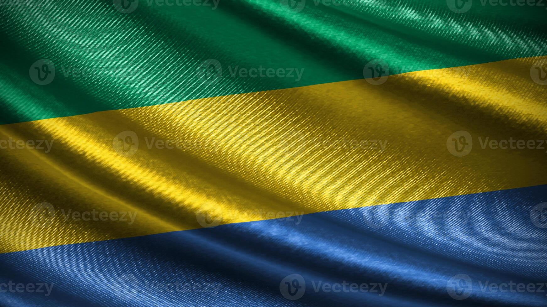 Gabon flag with realistic silky wave texture photo