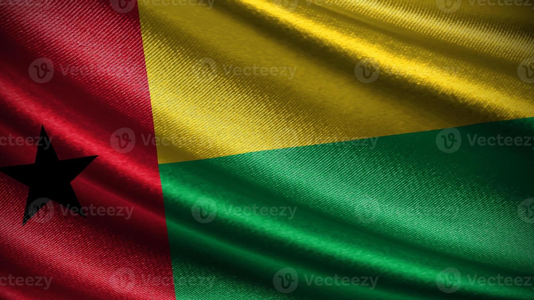 Guinea-Bissau flag with realistic silky wave texture photo