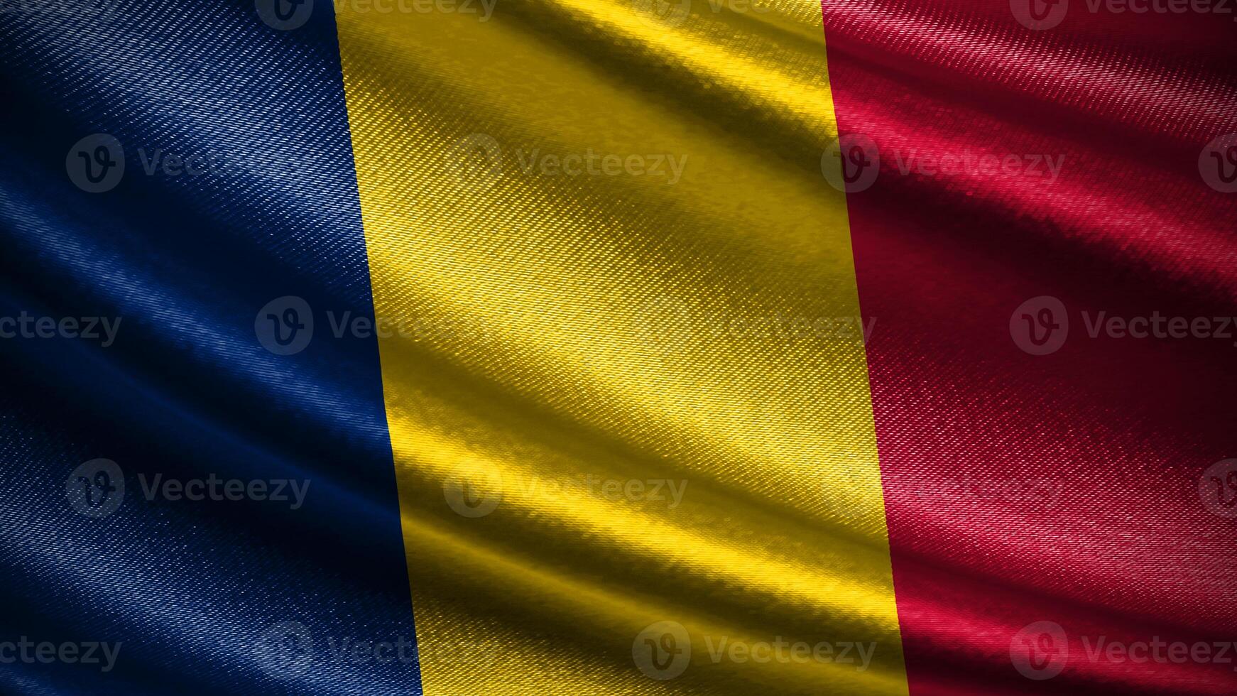 Chad flag with realistic silky wave texture photo