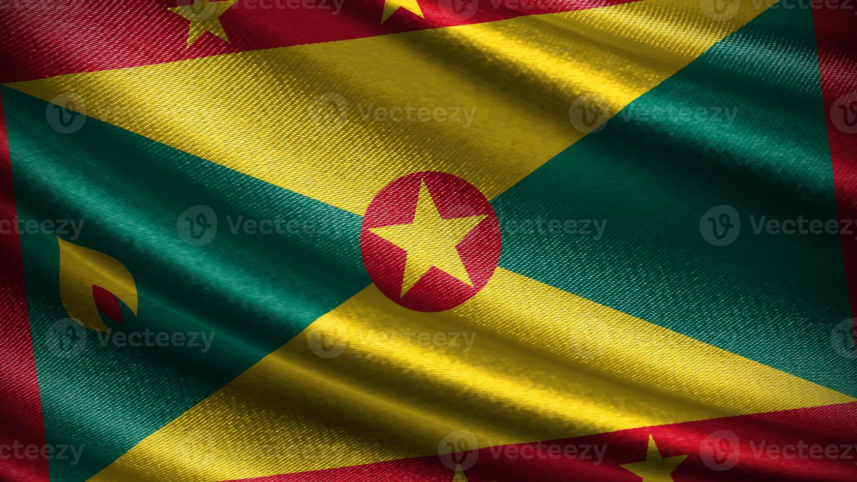 Grenada flag with realistic silky wave texture photo