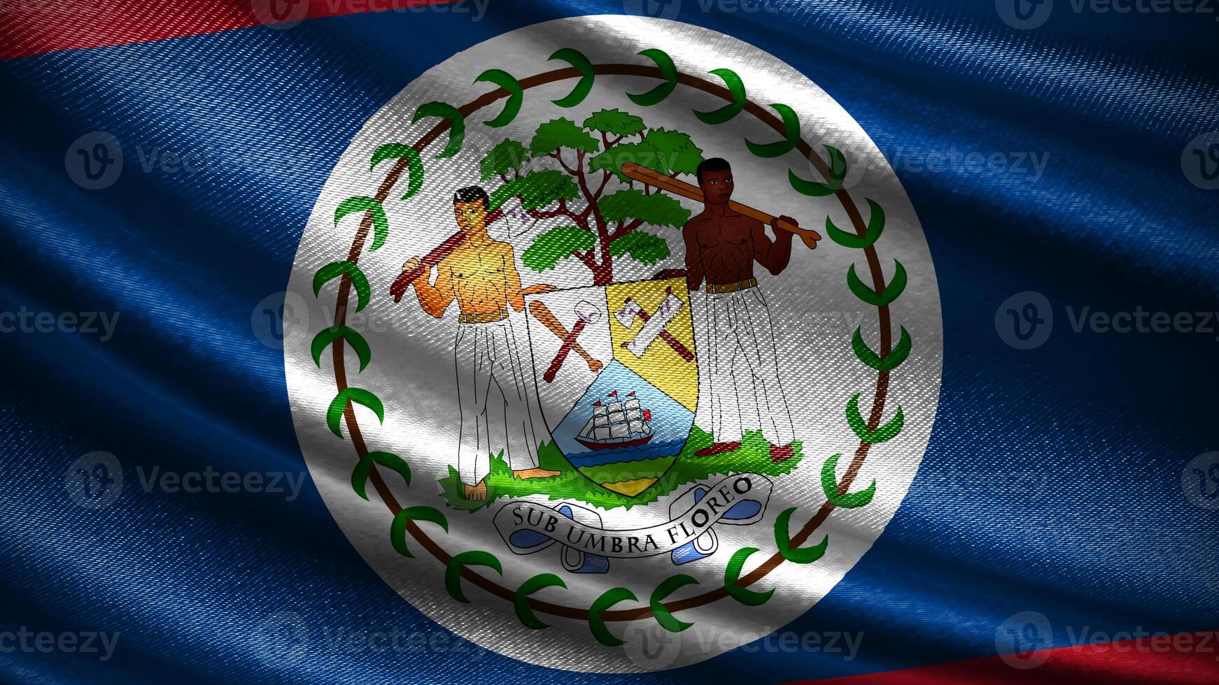 Belize flag with realistic silky wave texture photo