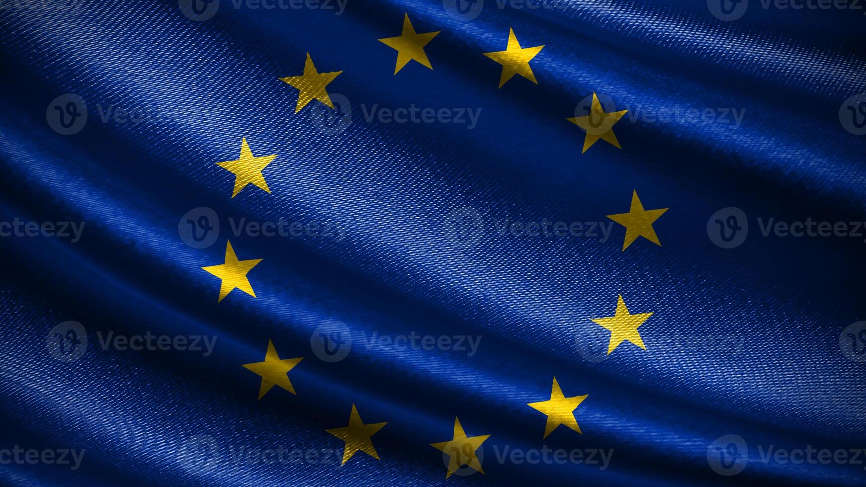 European Union flag with realistic silky wave texture photo