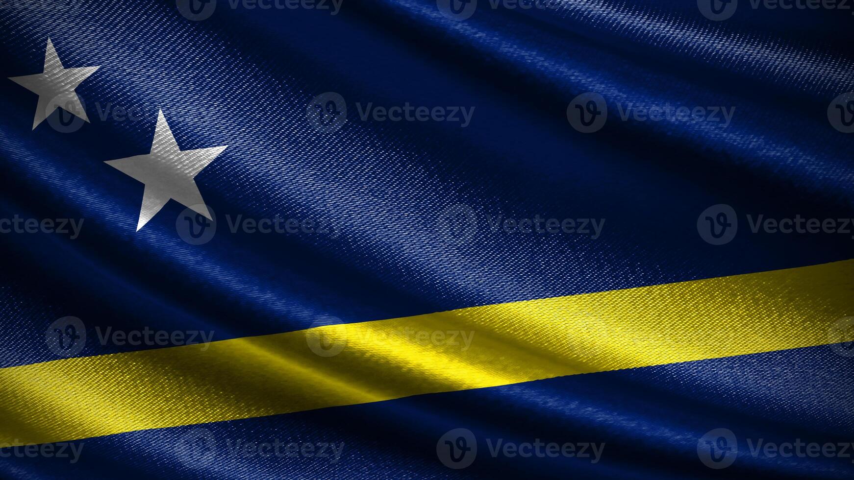 curacao flag with realistic silky wave texture photo