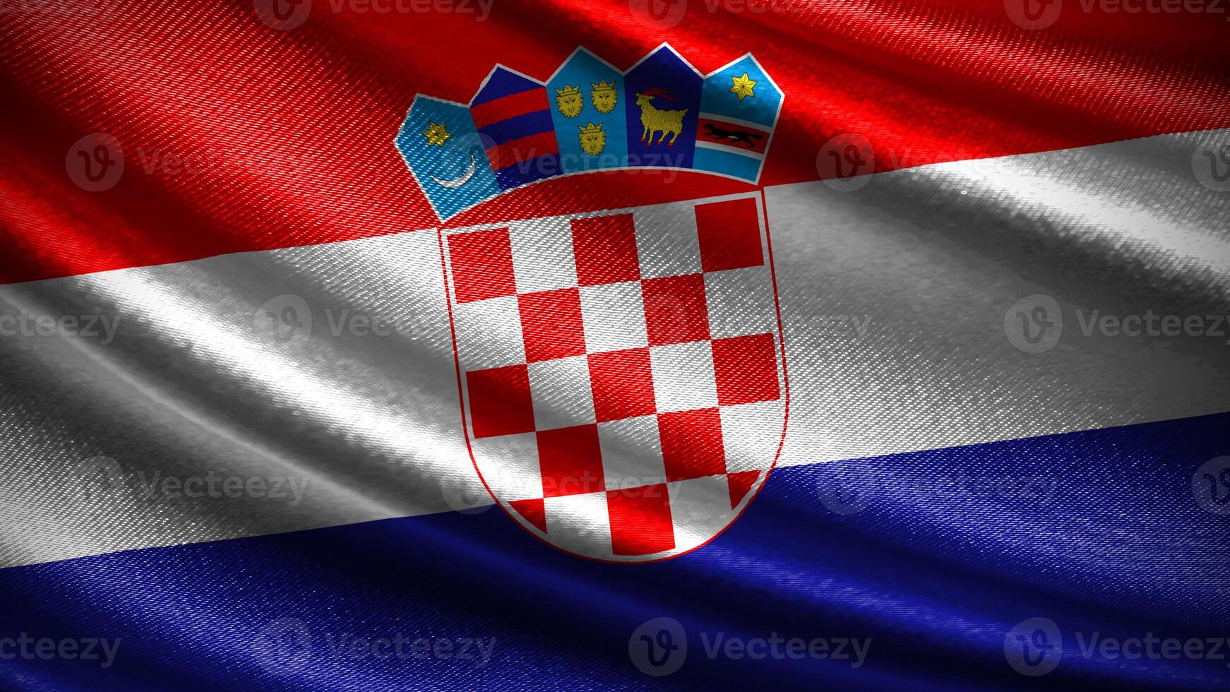 Croatia flag with realistic silky wave texture photo