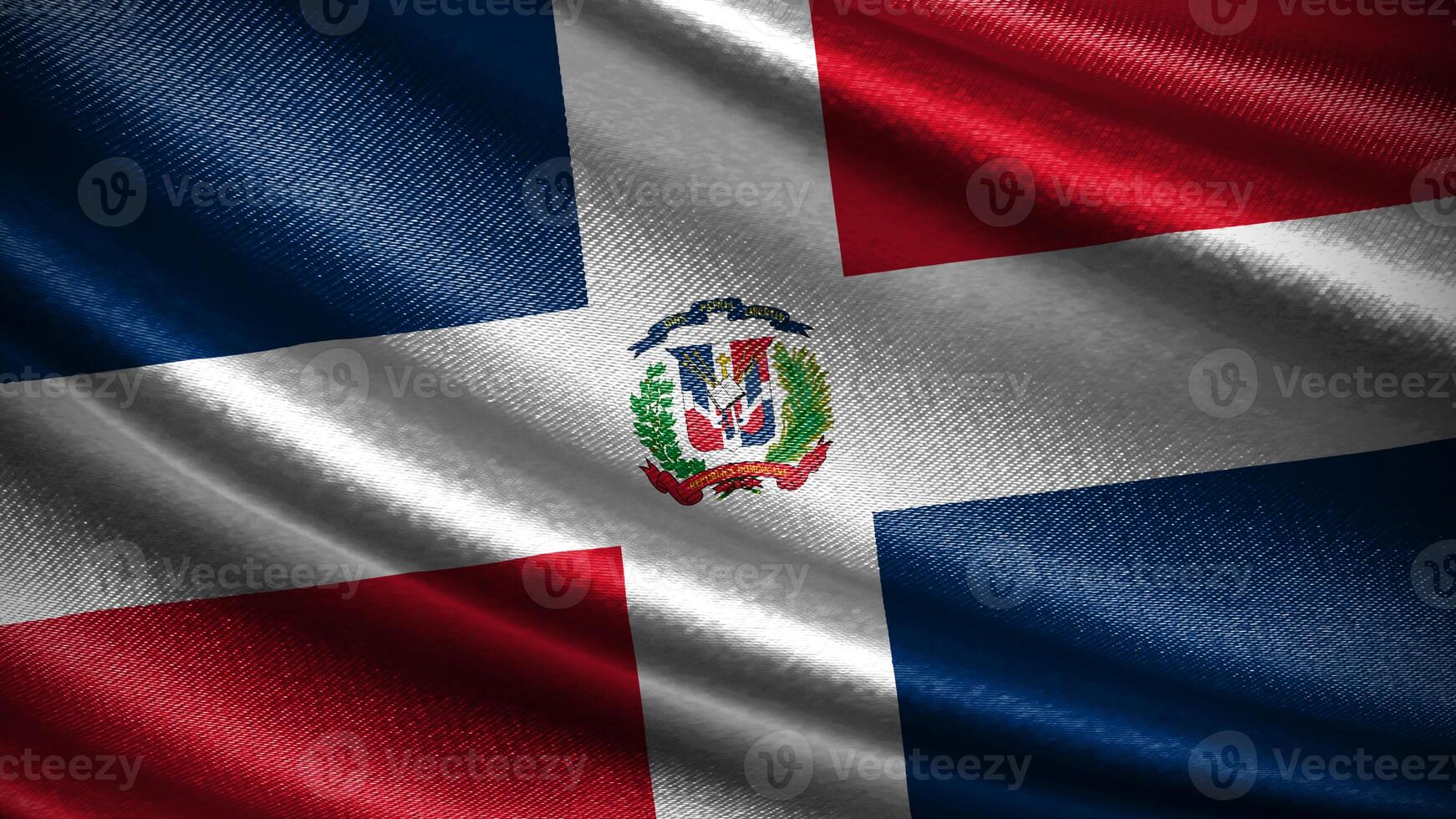 Dominican Republic flag with realistic silky wave texture photo