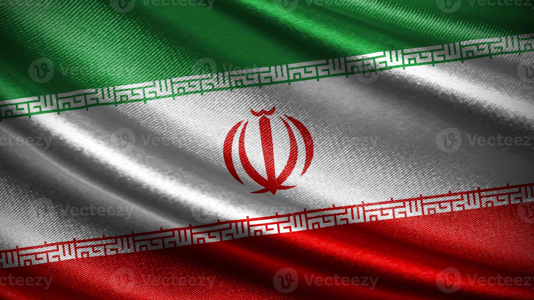 Iran flag with realistic silky wave texture photo