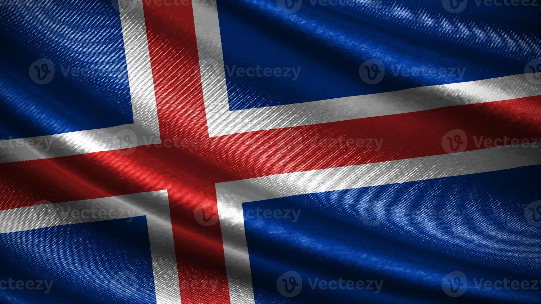 Iceland flag with realistic silky wave texture photo