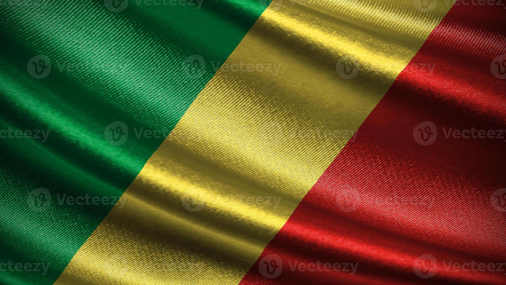 Republic of the Congo flag with realistic silky wave texture photo