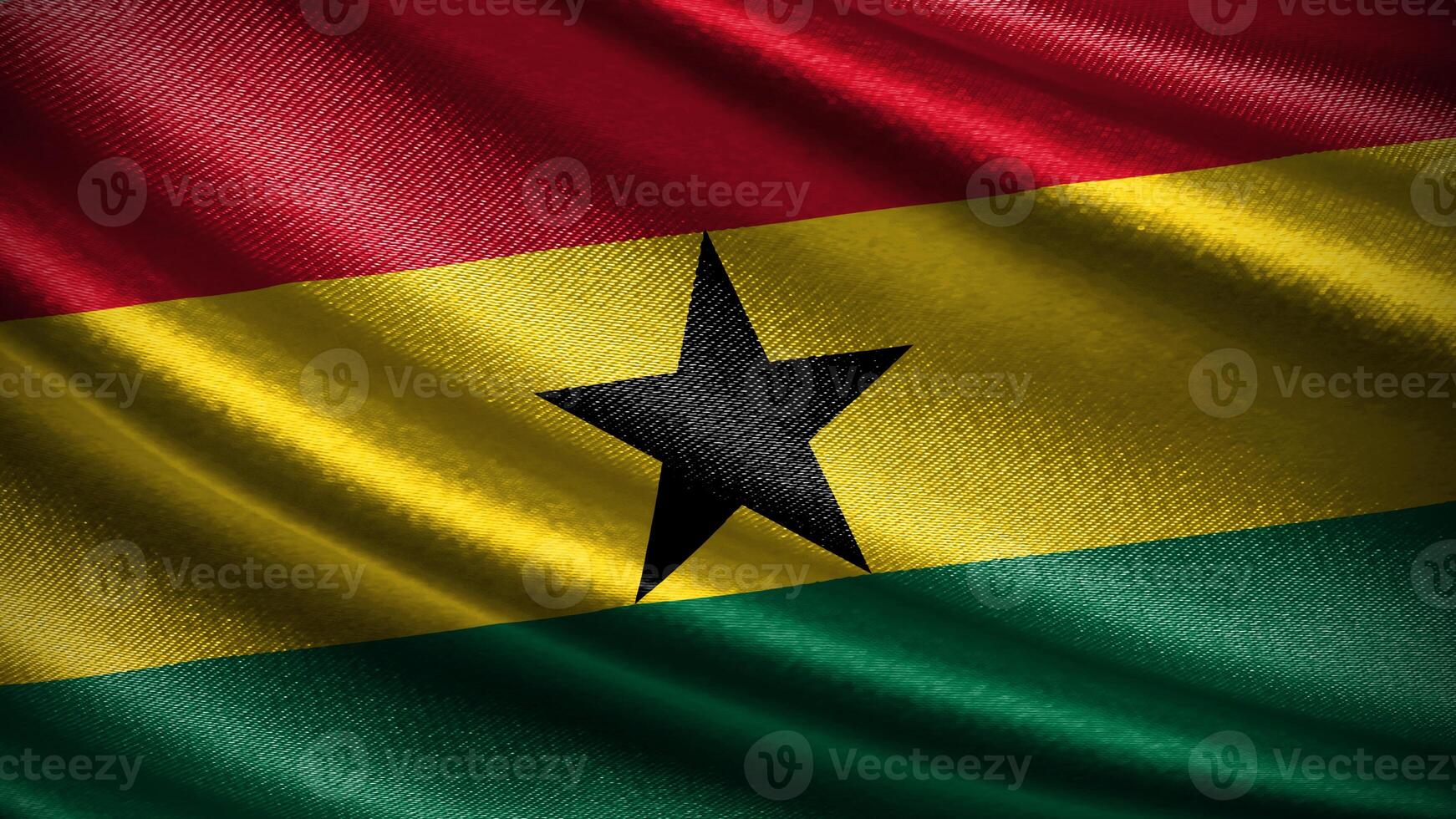 Ghana flag with realistic silky wave texture photo