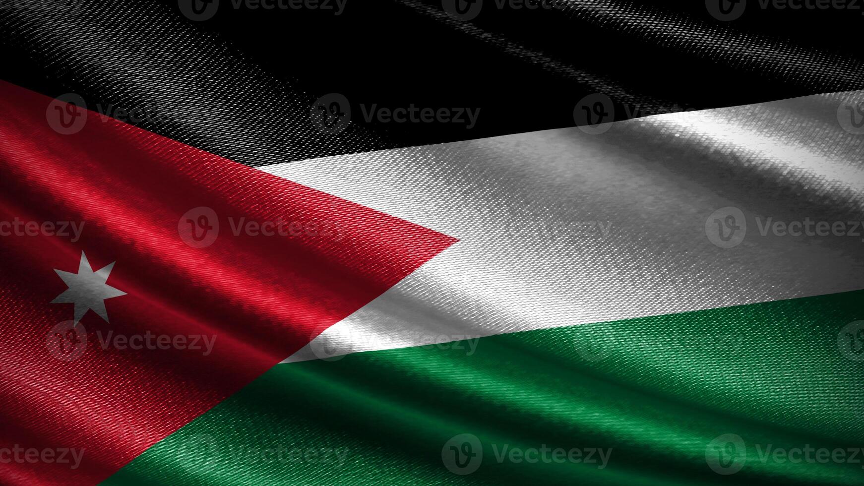 Jordan flag with realistic silky wave texture photo