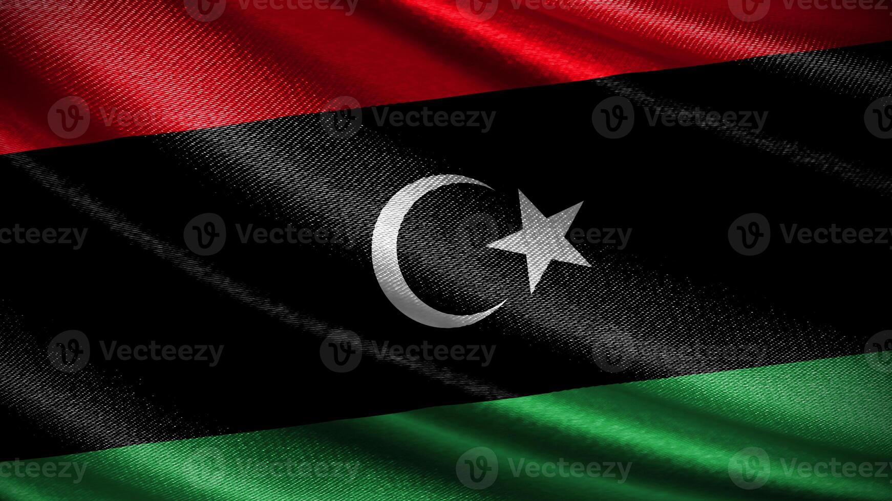 Libya flag with realistic silky wave texture photo