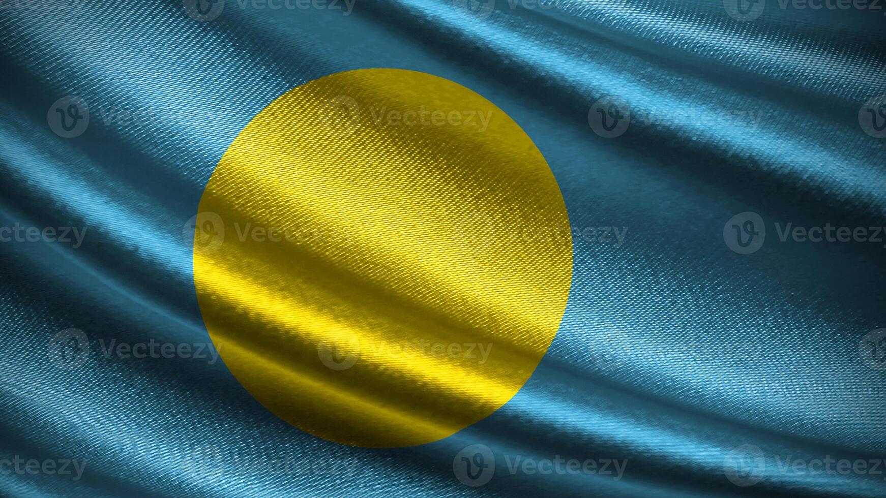 Palau flag with realistic silky wave texture photo
