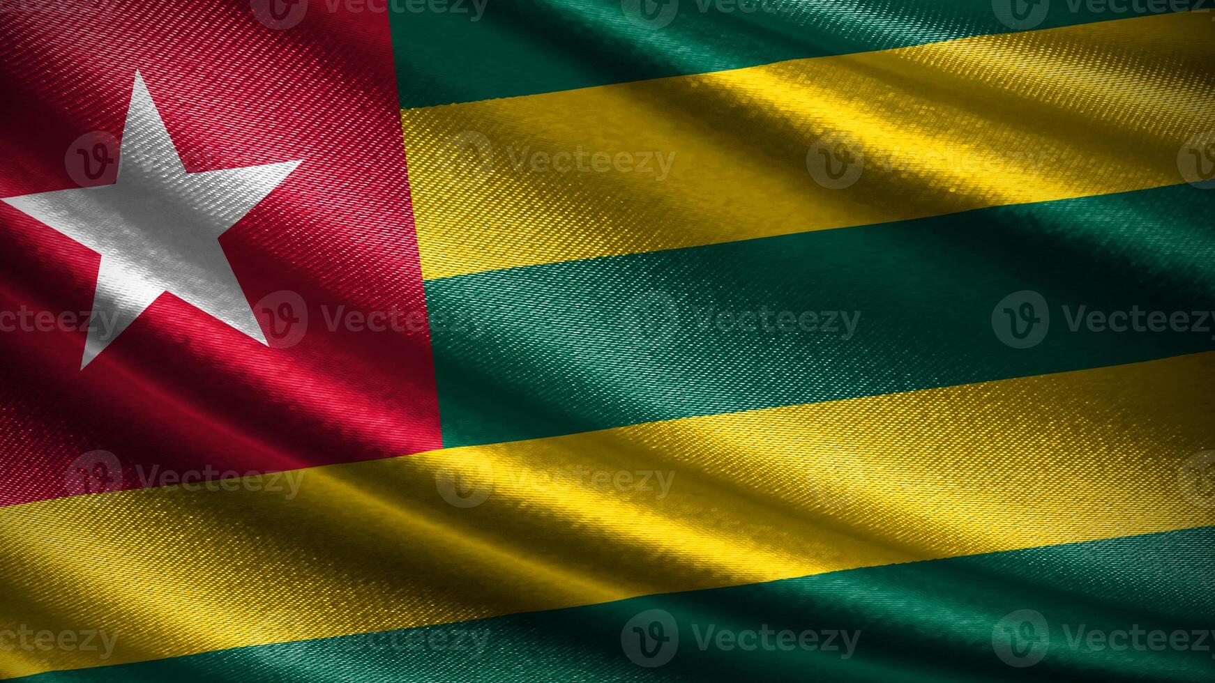 Togo flag with realistic silky wave texture photo