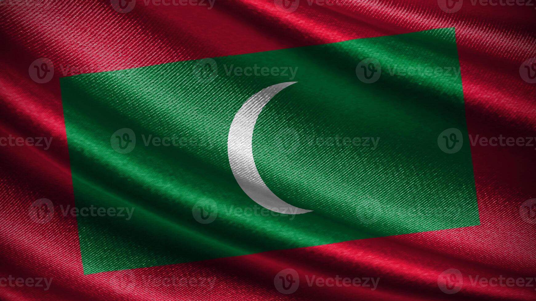 Maldives flag with realistic silky wave texture photo