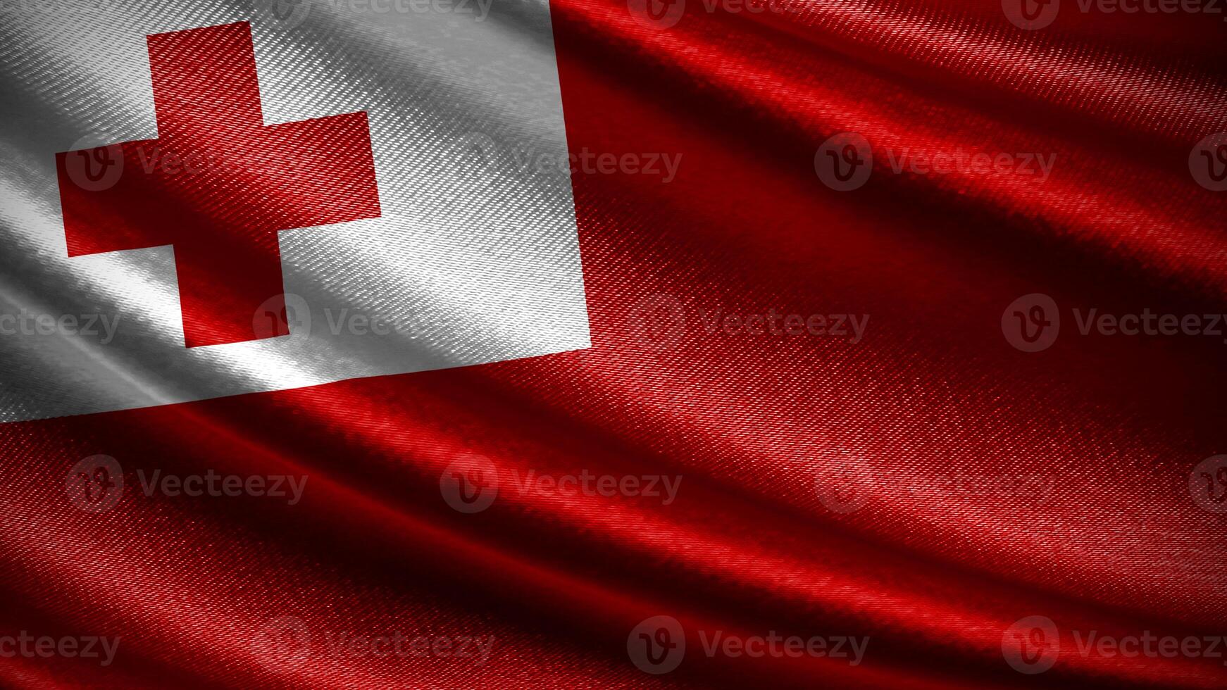 Tonga flag with realistic silky wave texture photo
