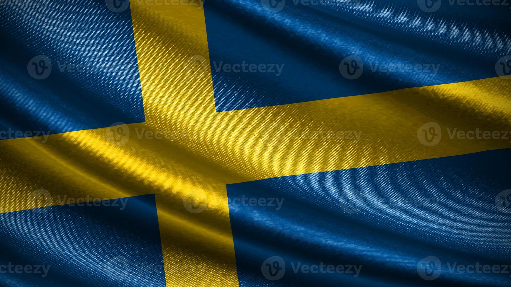 Sweden flag with realistic silky wave texture photo