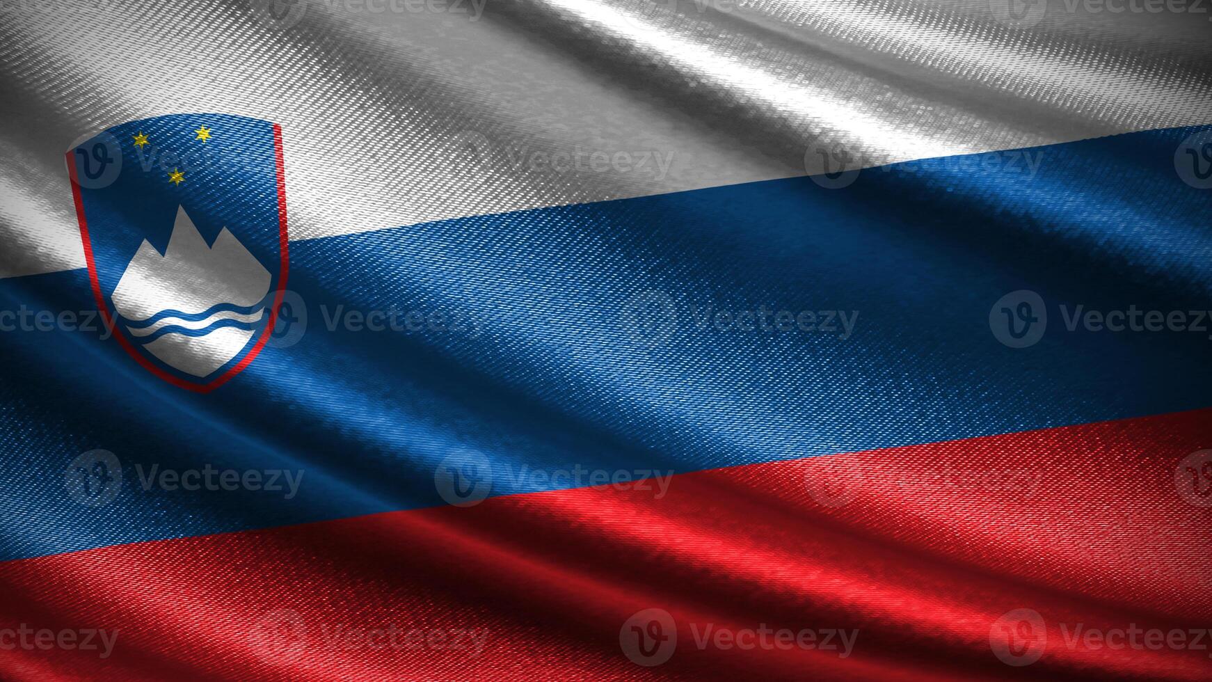 Slovenia flag with realistic silky wave texture photo