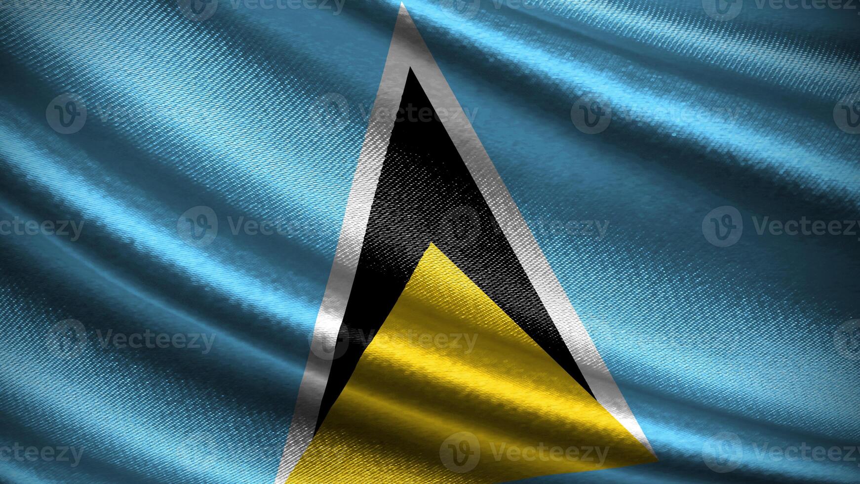 Saint Lucia flag with realistic silky wave texture photo