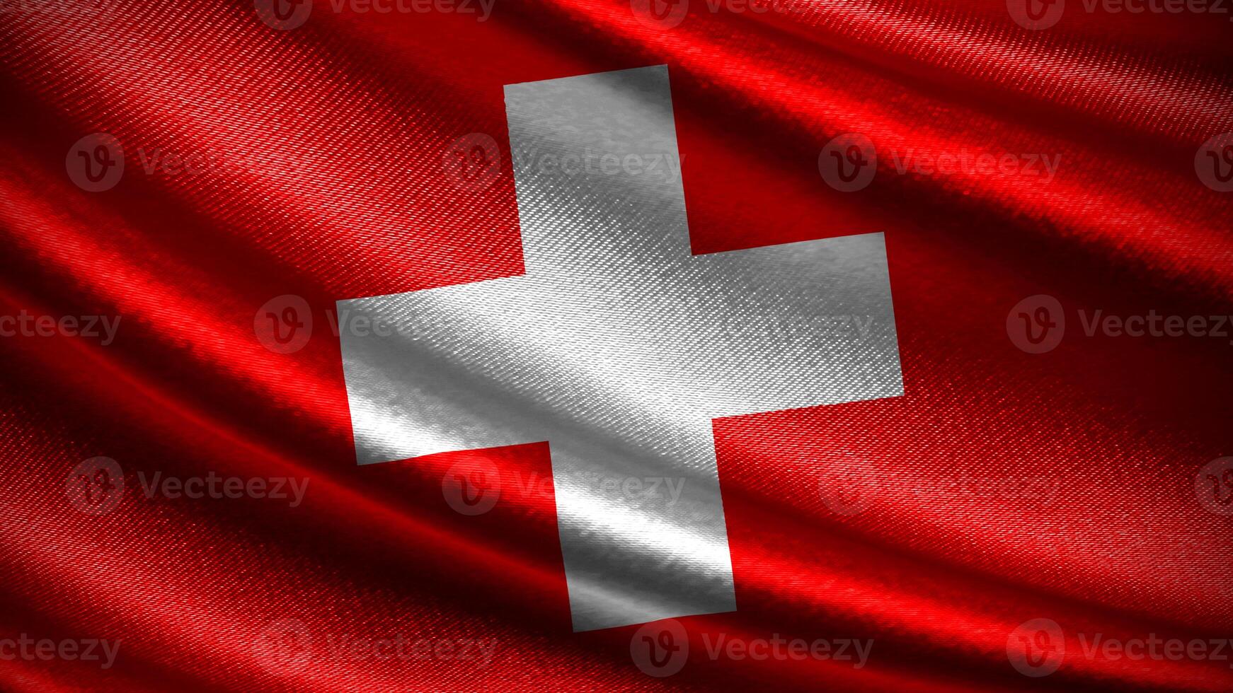 Switzerland flag with realistic silky wave texture photo