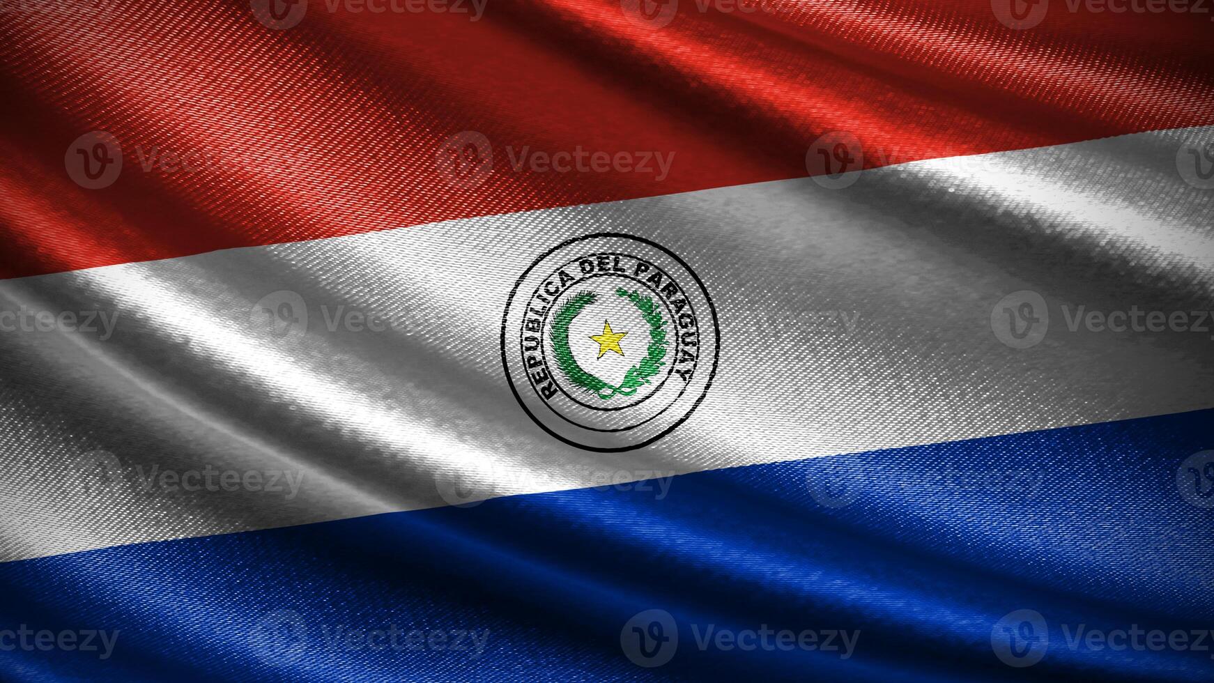 Paraguay flag with realistic silky wave texture photo