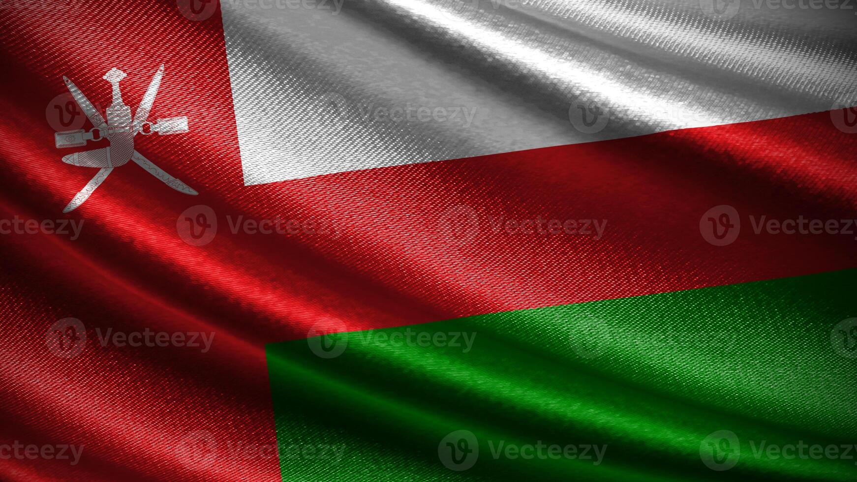 Oman flag with realistic silky wave texture photo