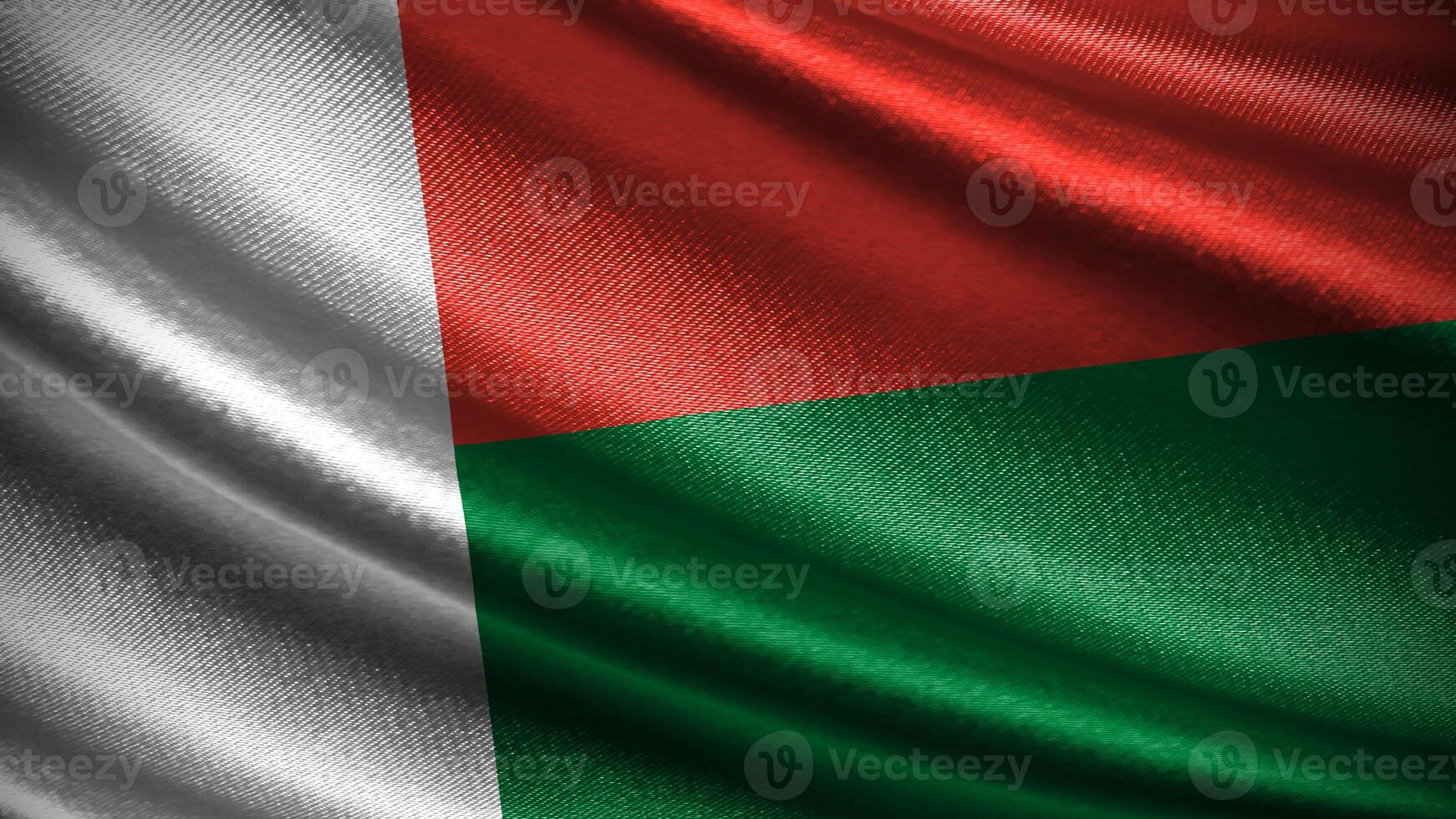 Madagascar flag with realistic silky wave texture photo