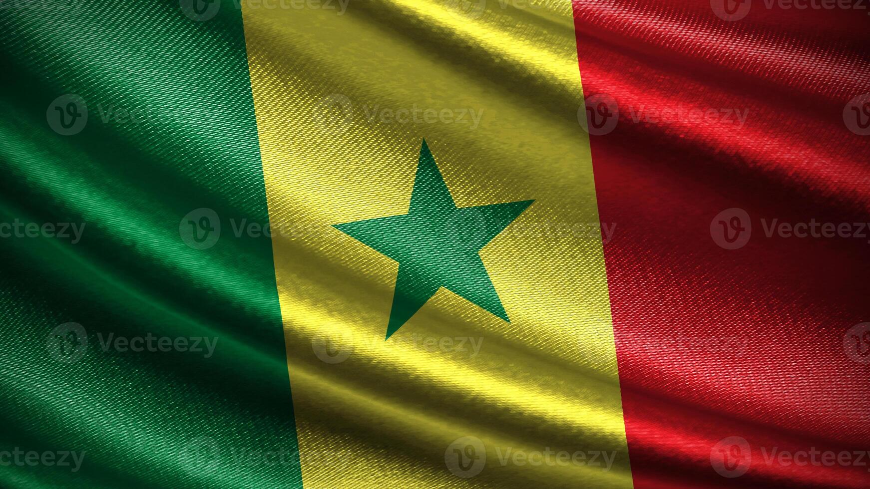 Senegal flag with realistic silky wave texture photo
