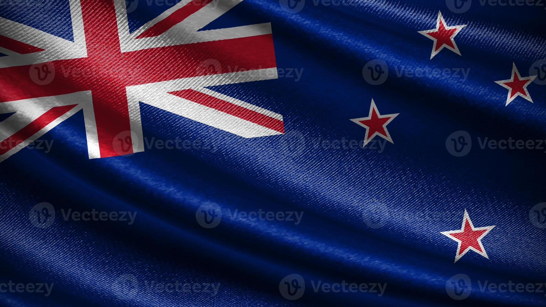New Zealand flag with realistic silky wave texture photo