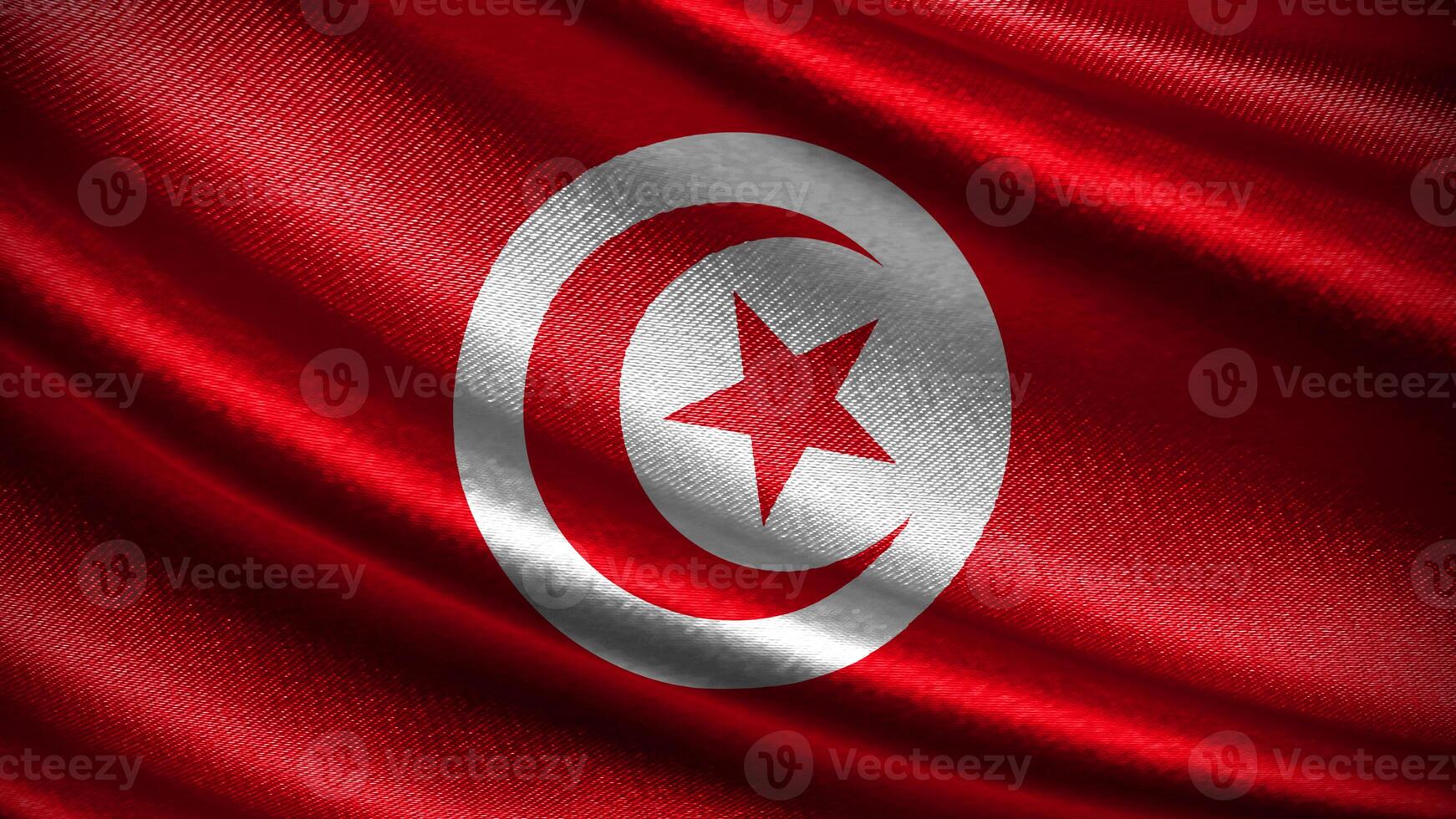 Tunisia flag with realistic silky wave texture photo