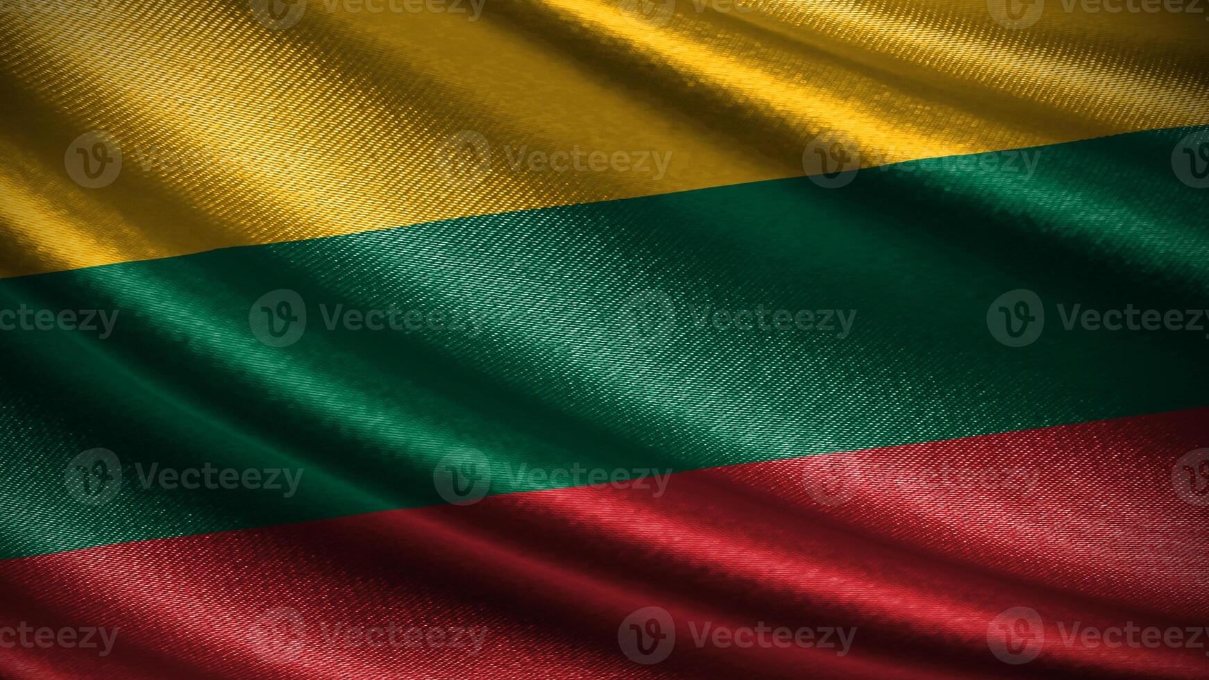 Lithuania flag with realistic silky wave texture photo
