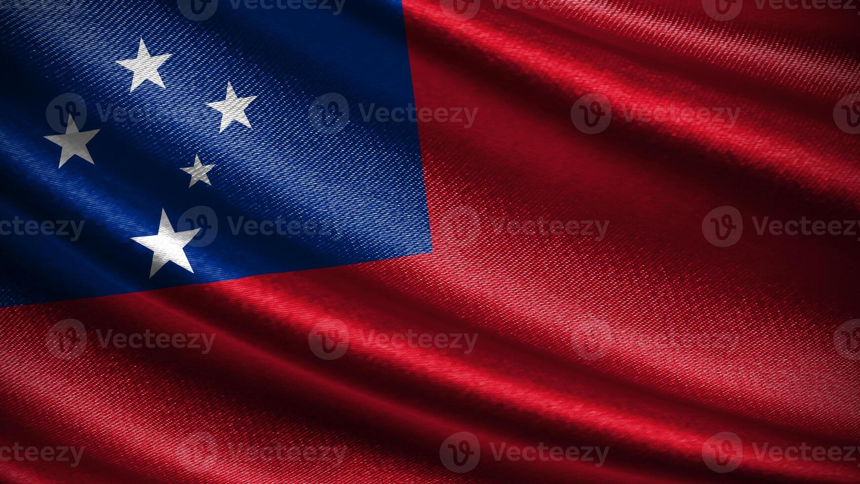 Samoa flag with realistic silky wave texture photo