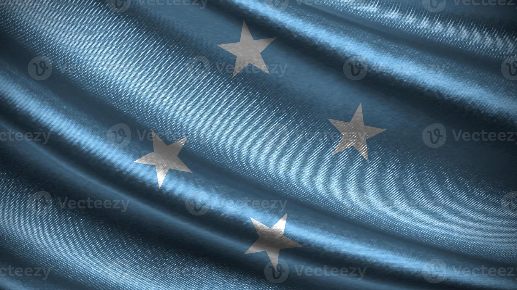 Micronesia flag with realistic silky wave texture photo
